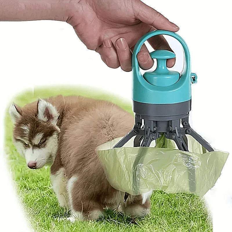 1Pc Portable Dog Poop Scooper with Built-In Bag Dispenser, Lightweight Claw Design Dog Excrement Picker Shovel for Easy Cleanup