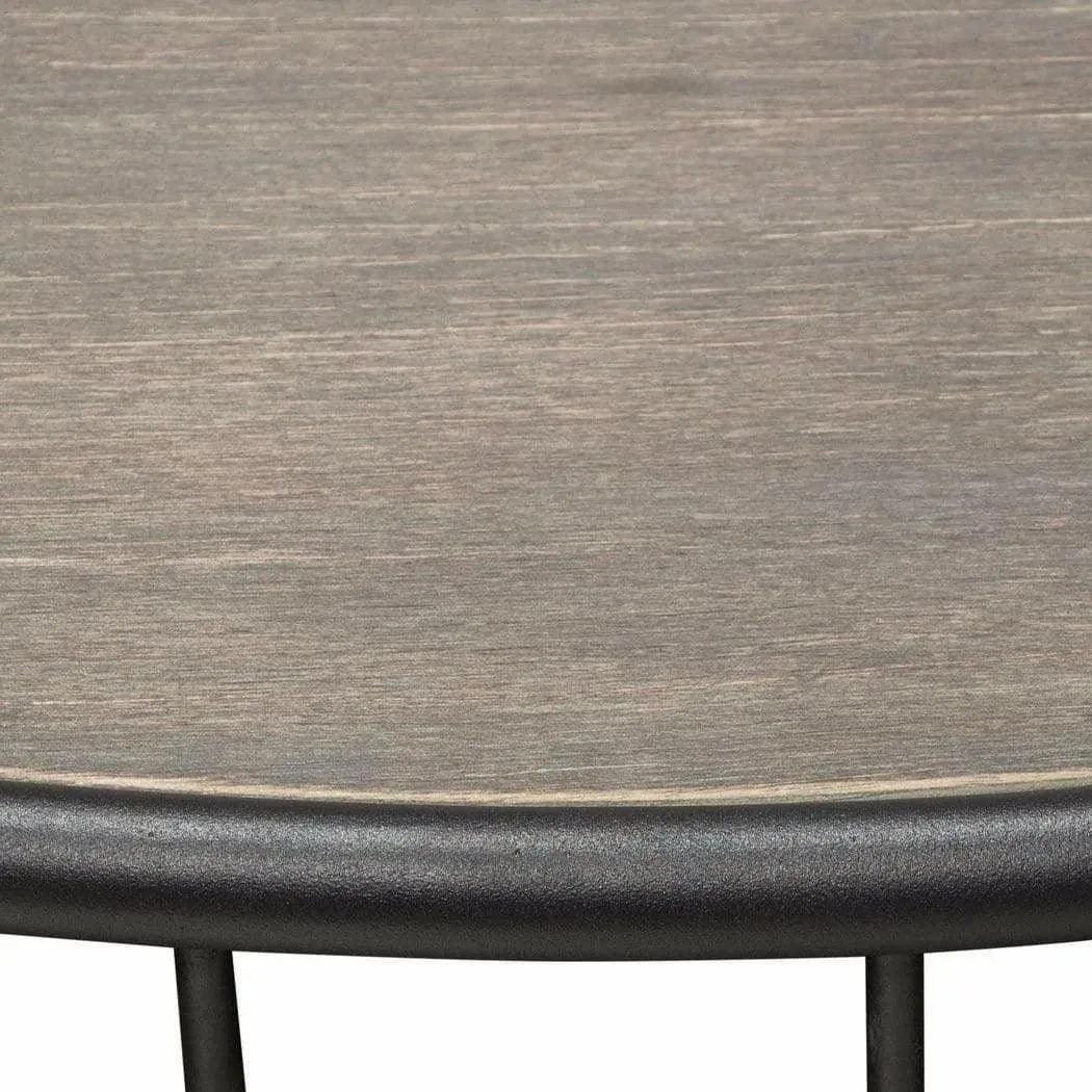 38" Round Cocktail Table Grey Oak Top and Metal Base