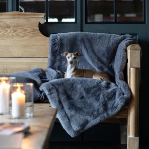 Faux-Fur Dog Blanket in Russian Blue