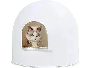 IGLOO CAT LITTER BOX - 2 IN 3 WHITE & BLUE