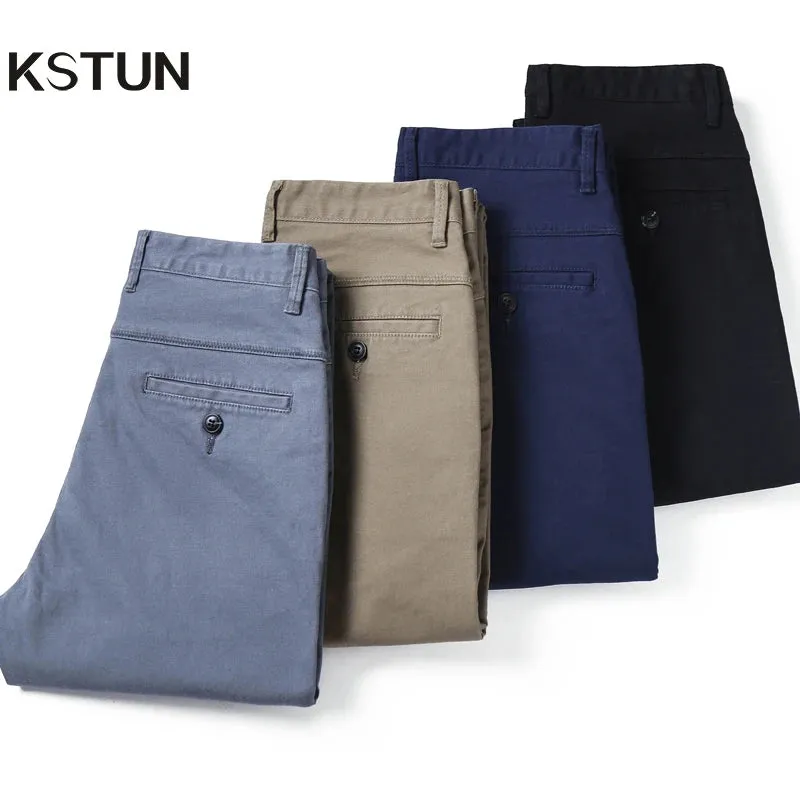 KSTUN 2023 Spring Summer New Casual Pants Men Cotton Slim Fit Chinos Fashion Trousers Male Brand Clothing Basic Mens Pants