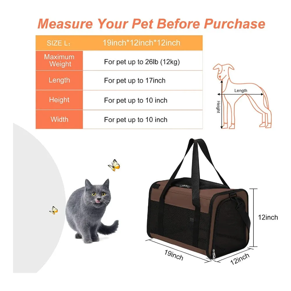 Large Portable Pet Carrier with Mesh Windows - Floofi