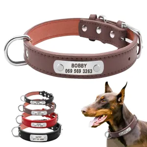 Personalized Leather Collar w/ ID Tag