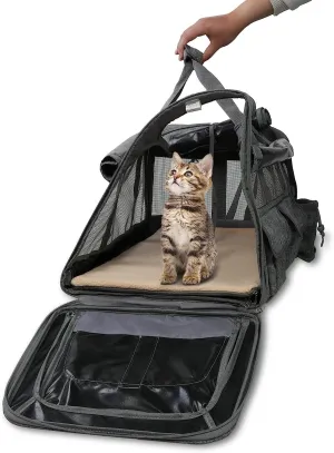 Portable Pet Carrier Up to 33lbs with Breathable Mesh & Safe Locking Zippers, Airline Approved