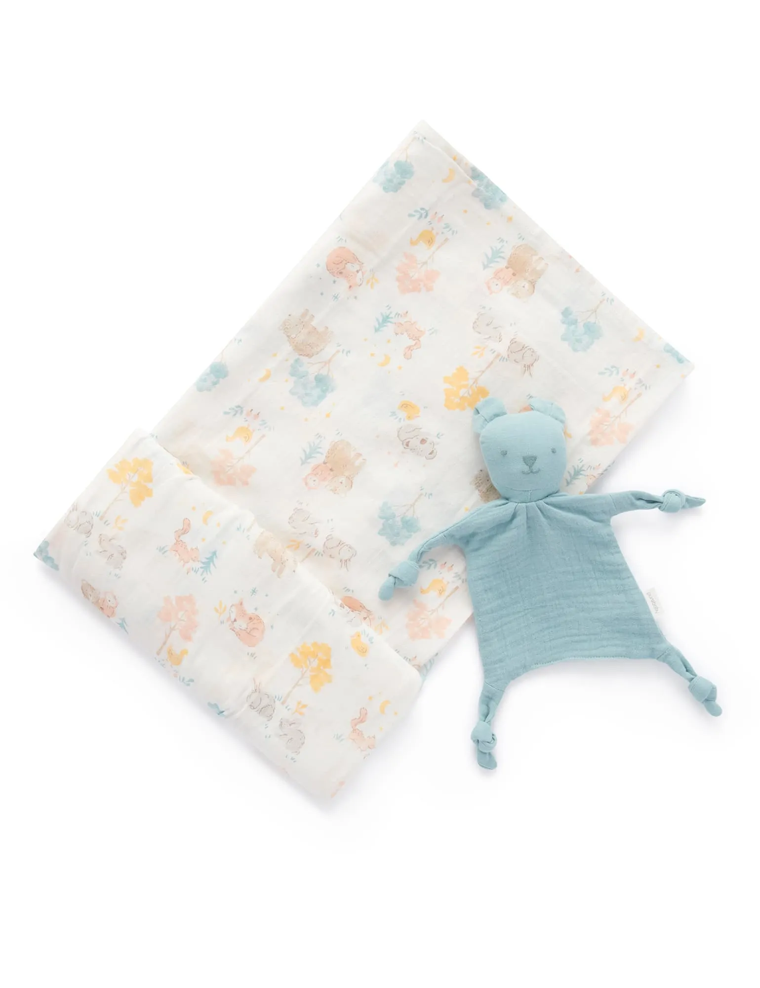 Purebaby Muslin Comforter & Wrap Set - Little Nap Bear