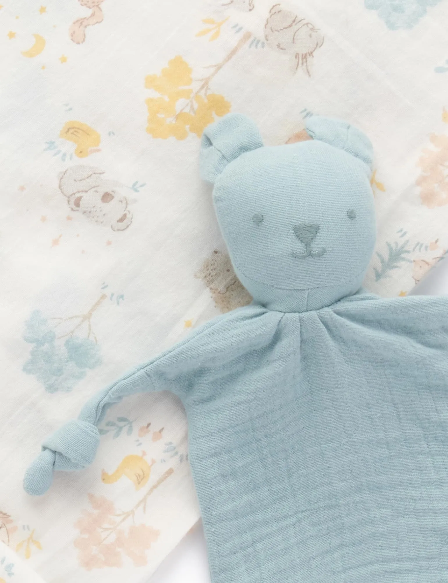 Purebaby Muslin Comforter & Wrap Set - Little Nap Bear