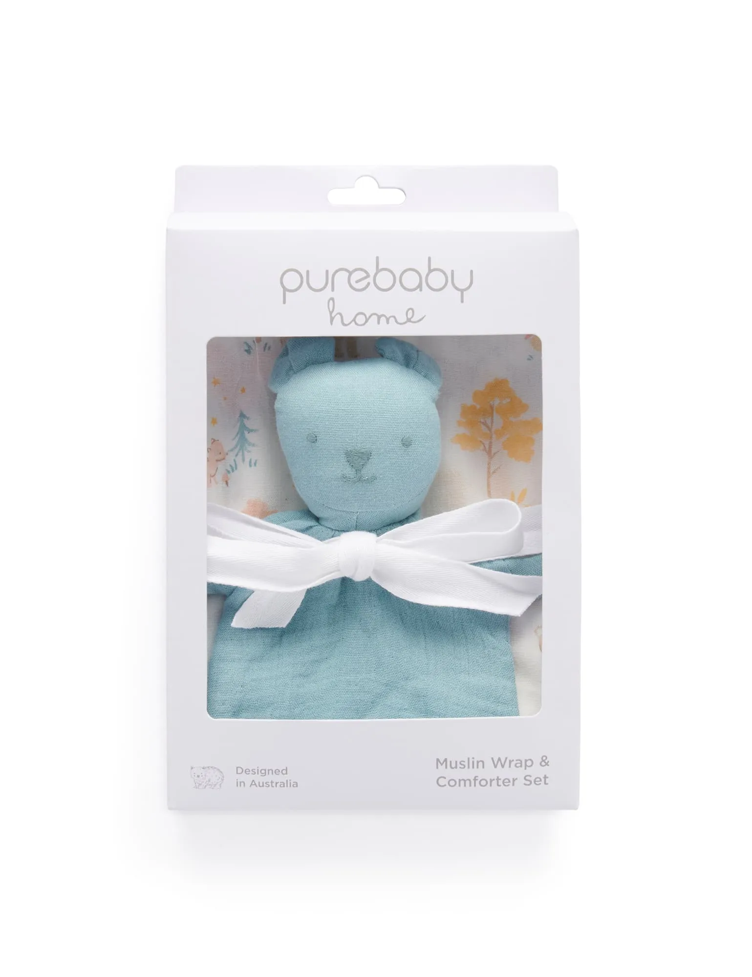 Purebaby Muslin Comforter & Wrap Set - Little Nap Bear