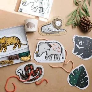 Wee Gallery Lacing Cards - Jungle Animals