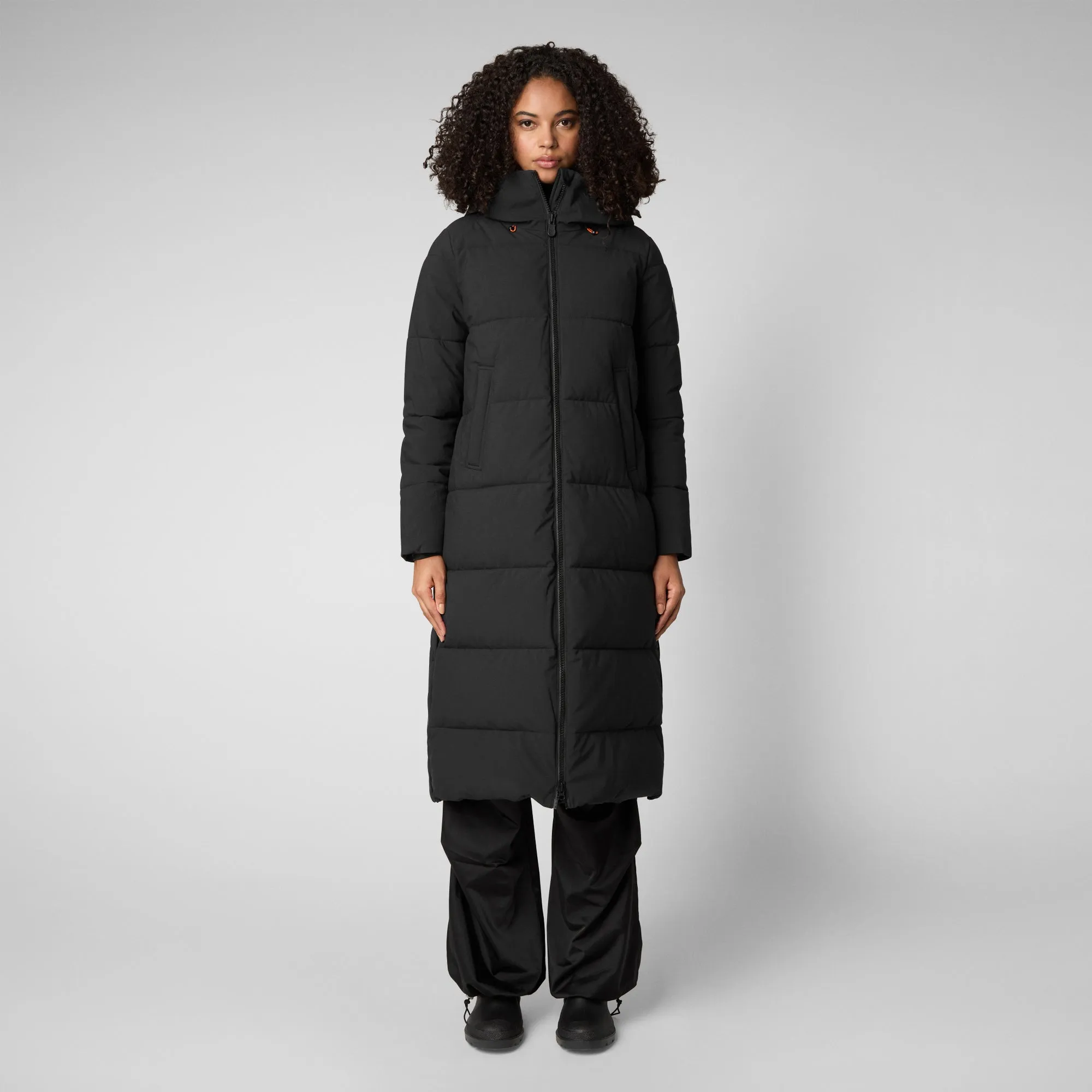 Women's Missy Long Hooded Puffer Coat in Black