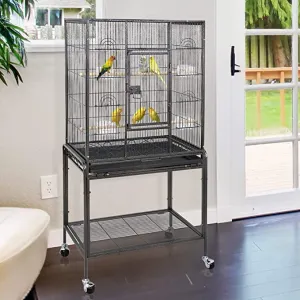 ZENY™ 53-Inch Bird Cage with Stand Made From Wrought Iron